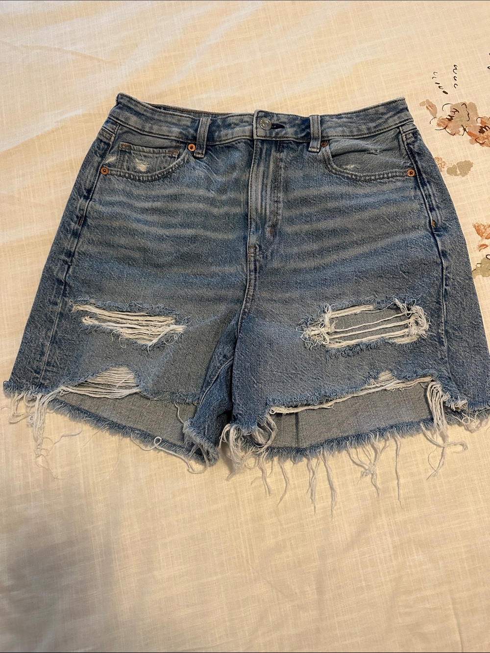American Eagle Outfitters Distressed Blue Denim Shorts